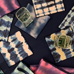 Rose & Indigo Ripple Cocktail Napkins, Set of Four