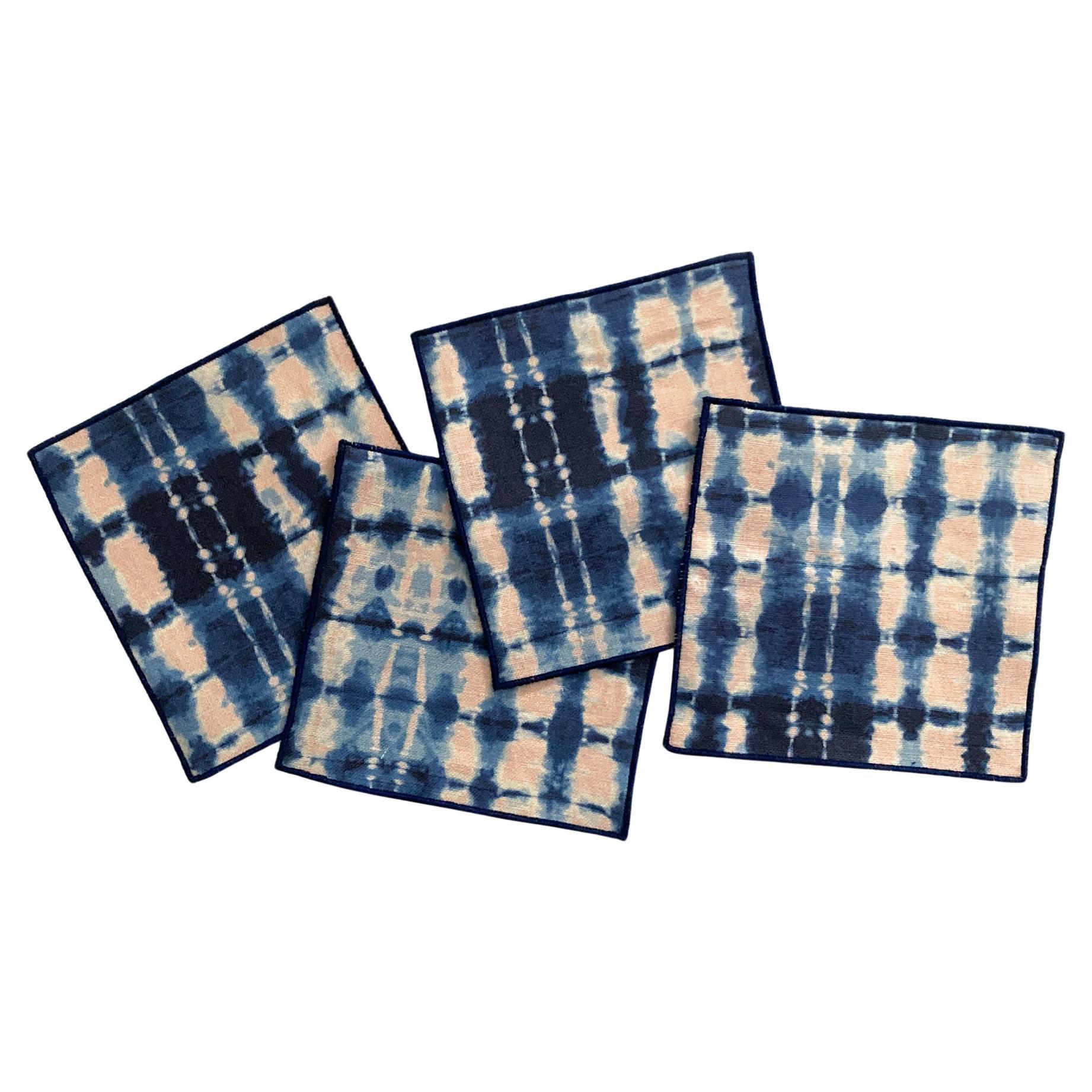 Rose & Indigo Ripple Cocktail Napkins, Set of Four
