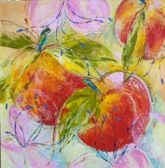 Three Apples and Blossoms 36 X 36