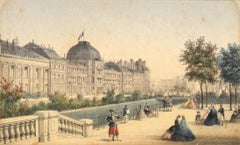 Les Tuileries, Paris - Hand Colored Lithograph 1845-1860