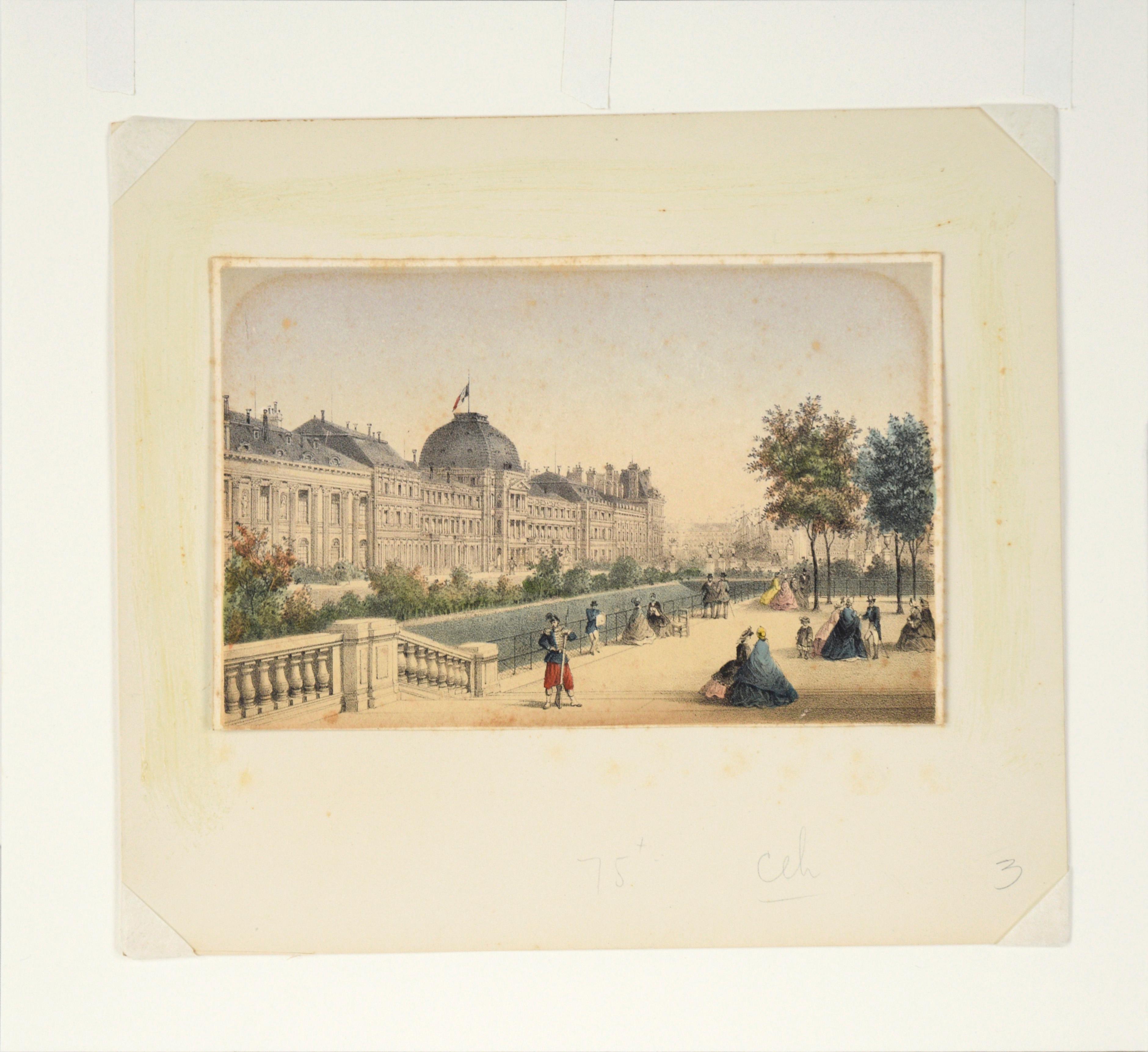 Les Tuileries, Paris - Hand Colored Lithograph 1845-1860 For Sale 2