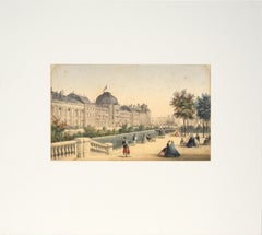 Les Tuileries, Paris - Hand Colored Lithograph 1845-1860