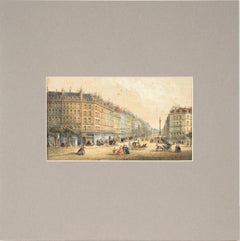 Antique Rue de la Paix, Paris - Hand Colored Lithograph 1845-1860