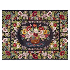Rosa Kilim - Tappeto europeo vintage in lana a trama piatta - 8′5″×11′3″ - 1940 Moldavia