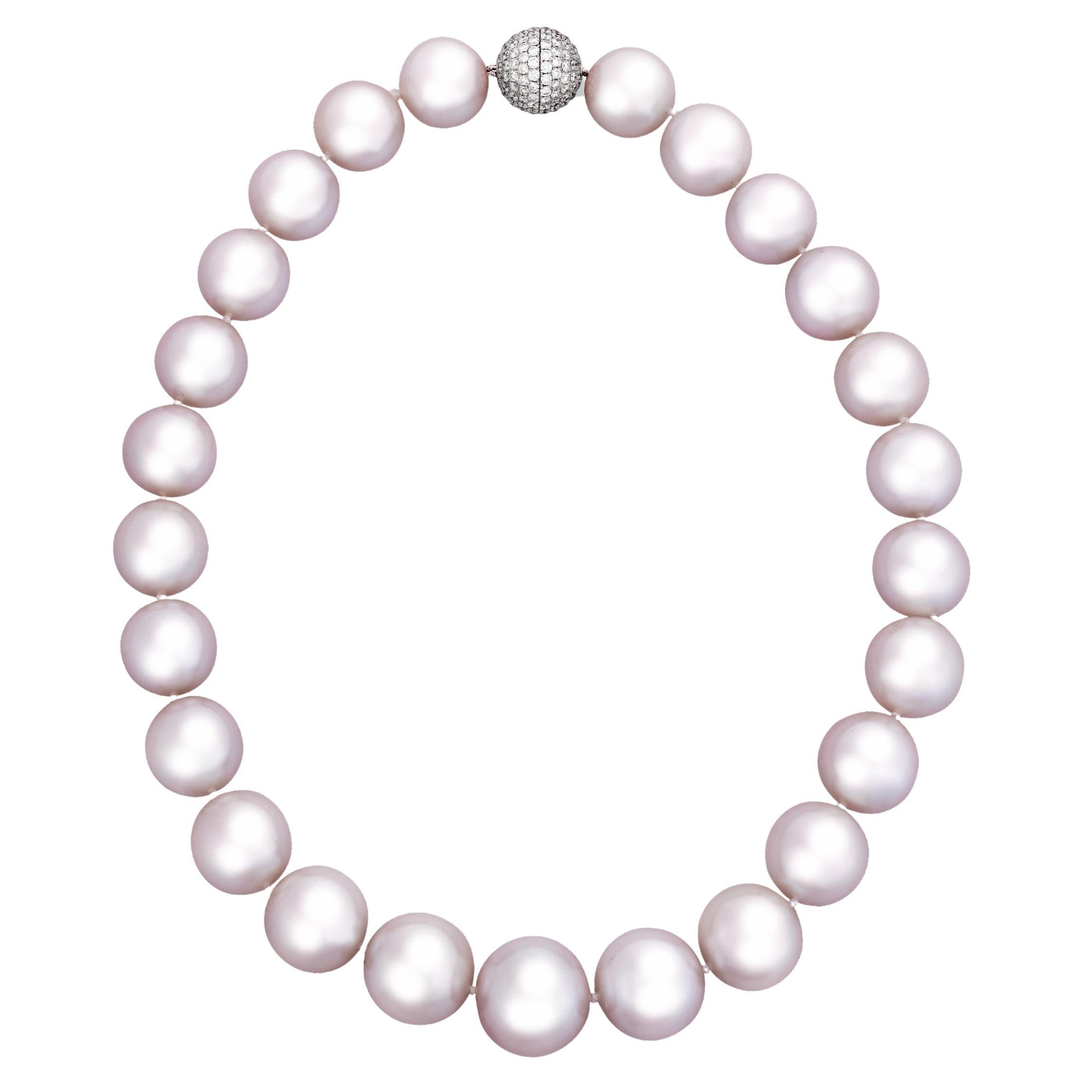 Rose Luster South Sea Pearl Necklace, 17-20.6mm For Sale