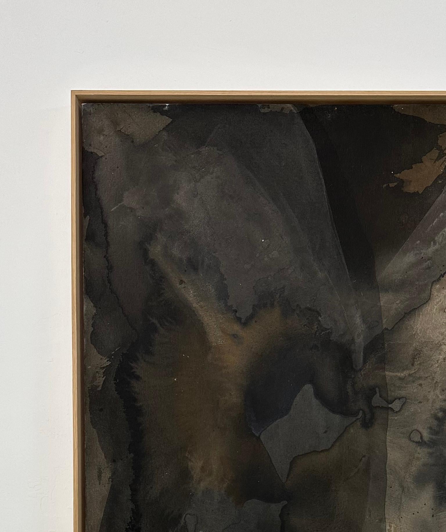 RESUMEN Artista contemporáneo francés Rose Madone Nueva obra de arte forma colores oscuros en venta 1
