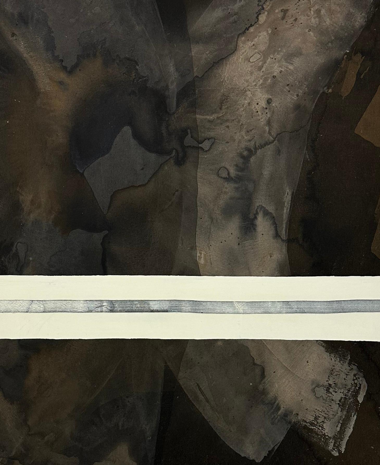 RESUMEN Artista contemporáneo francés Rose Madone Nueva obra de arte forma colores oscuros en venta 2