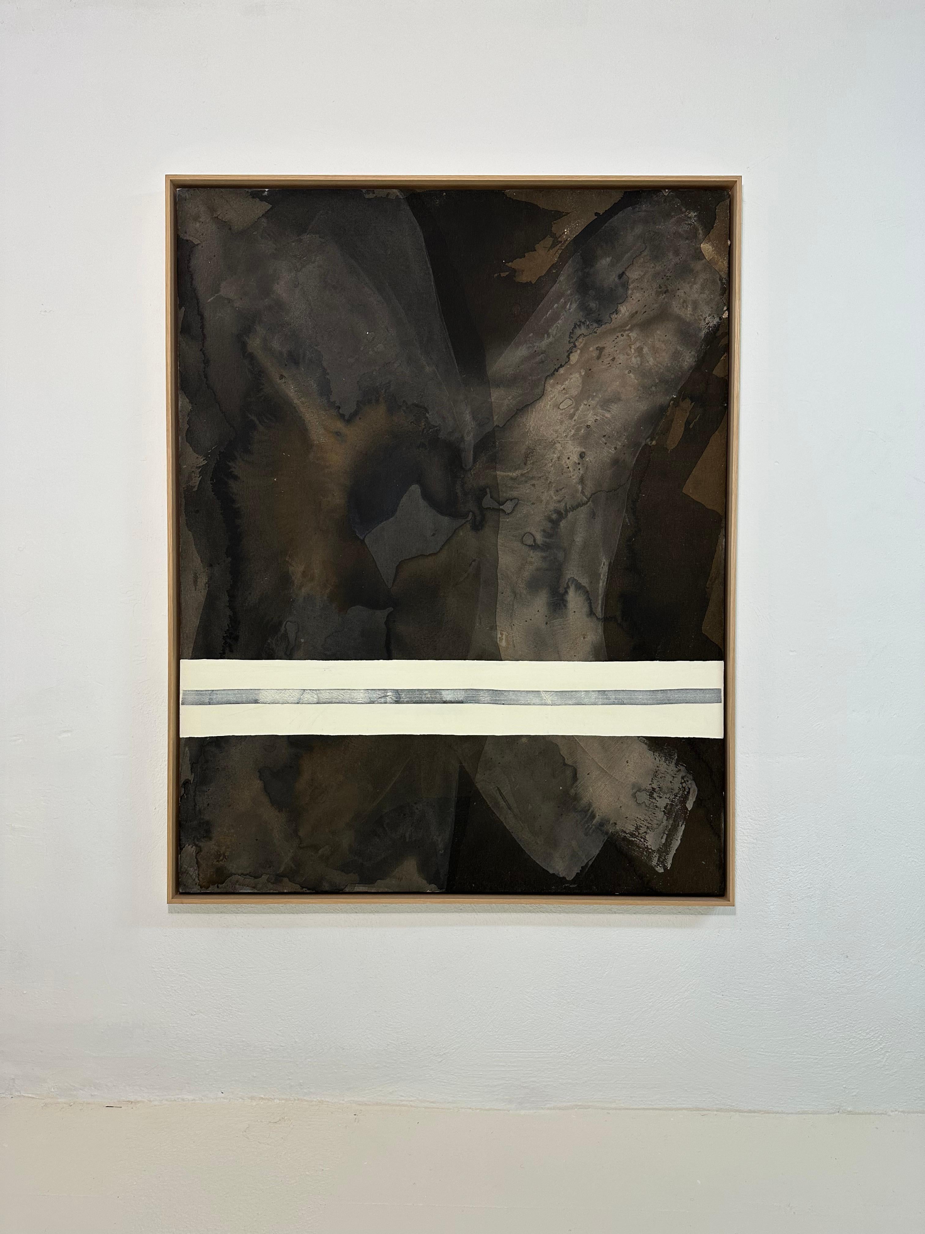 RESUMEN Artista contemporáneo francés Rose Madone Nueva obra de arte forma colores oscuros en venta 3