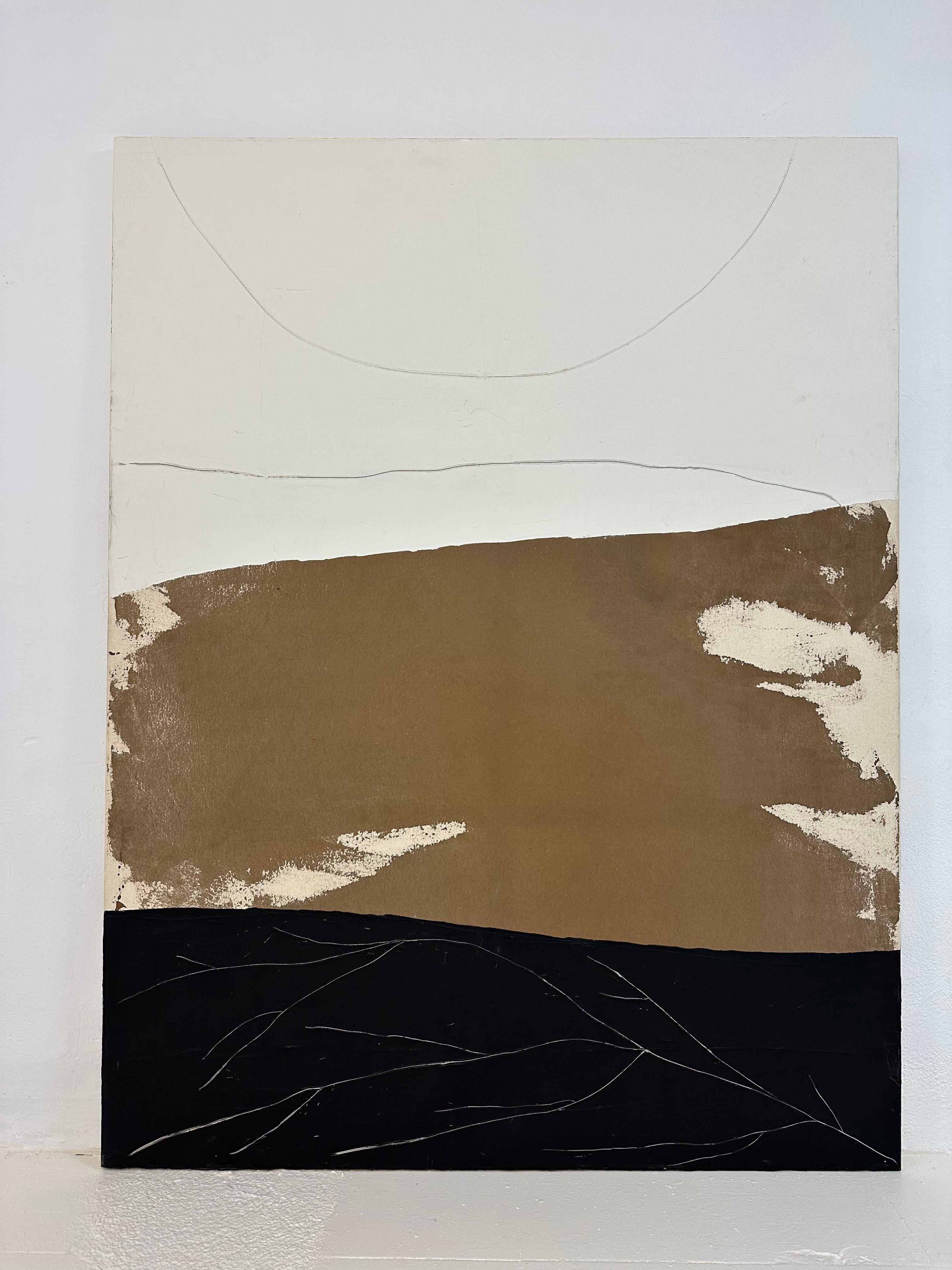 RESUMEN Artista contemporáneo francés Rose Madone Nueva obra de arte forma colores tierra en venta 3