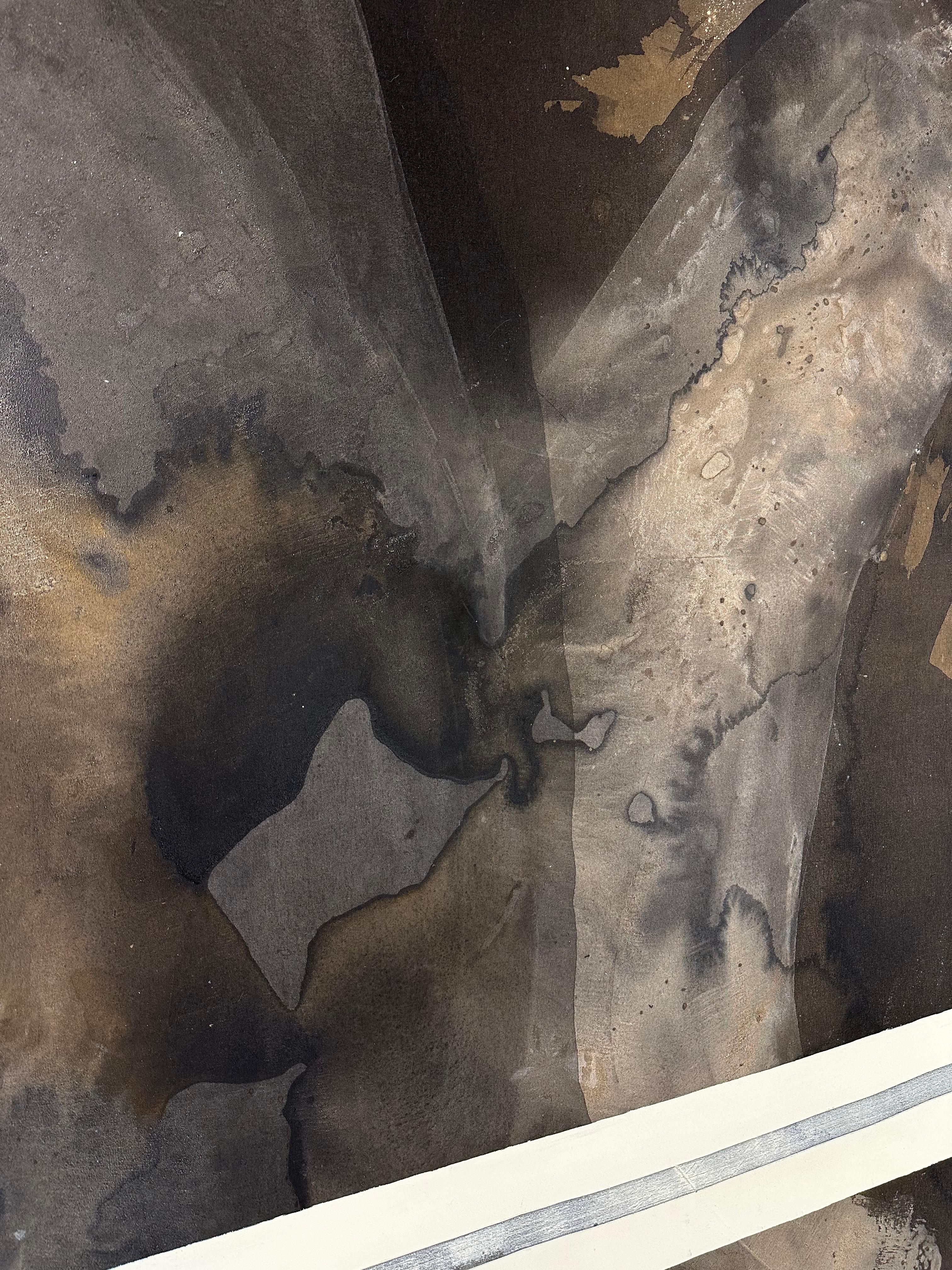 Abstrakte Malerei Landschaft mit organischen Erdtönen von Rose Madone Contemporary im Angebot 1