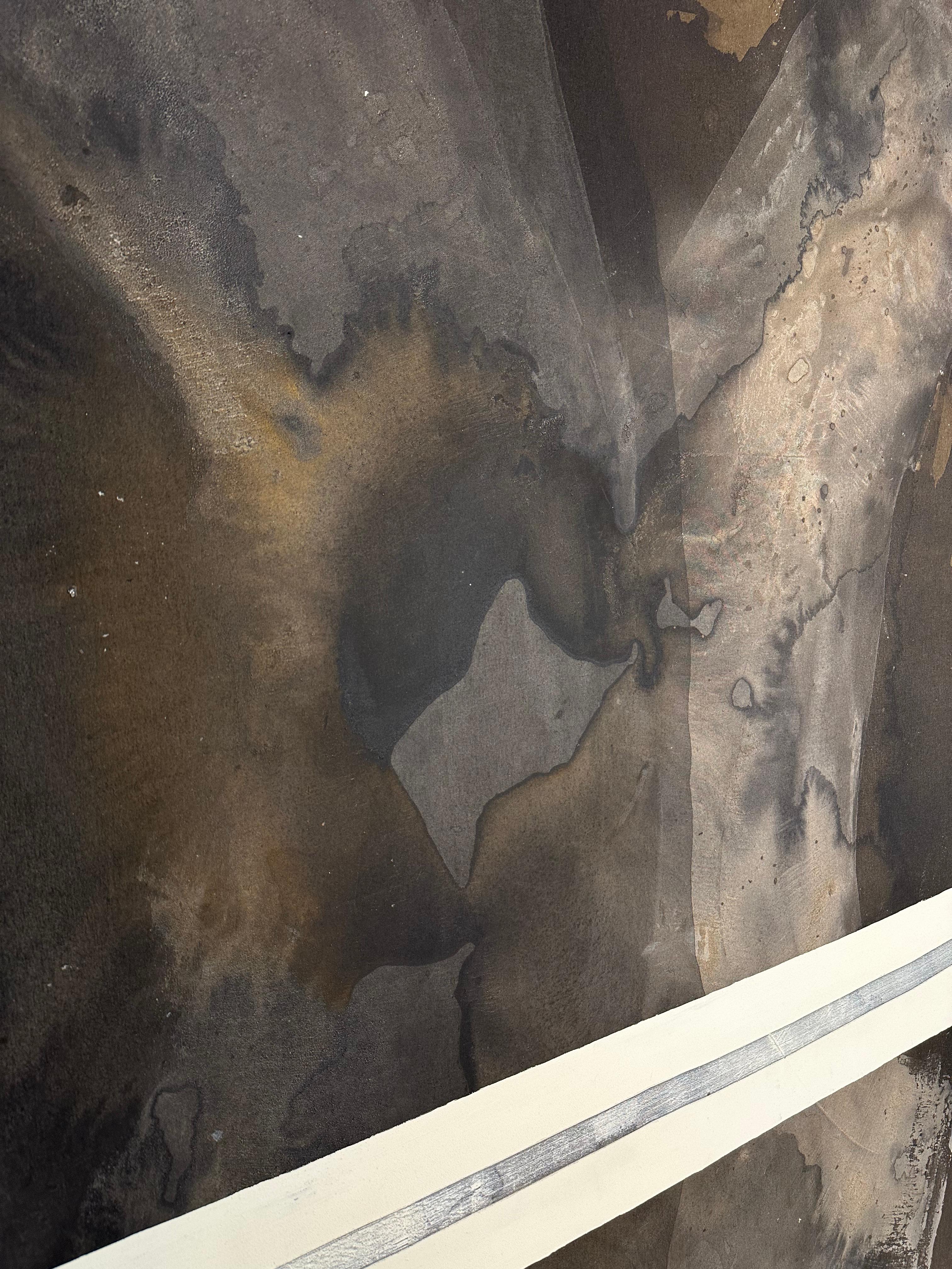 Abstrakte Malerei Landschaft mit organischen Erdtönen von Rose Madone Contemporary im Angebot 2