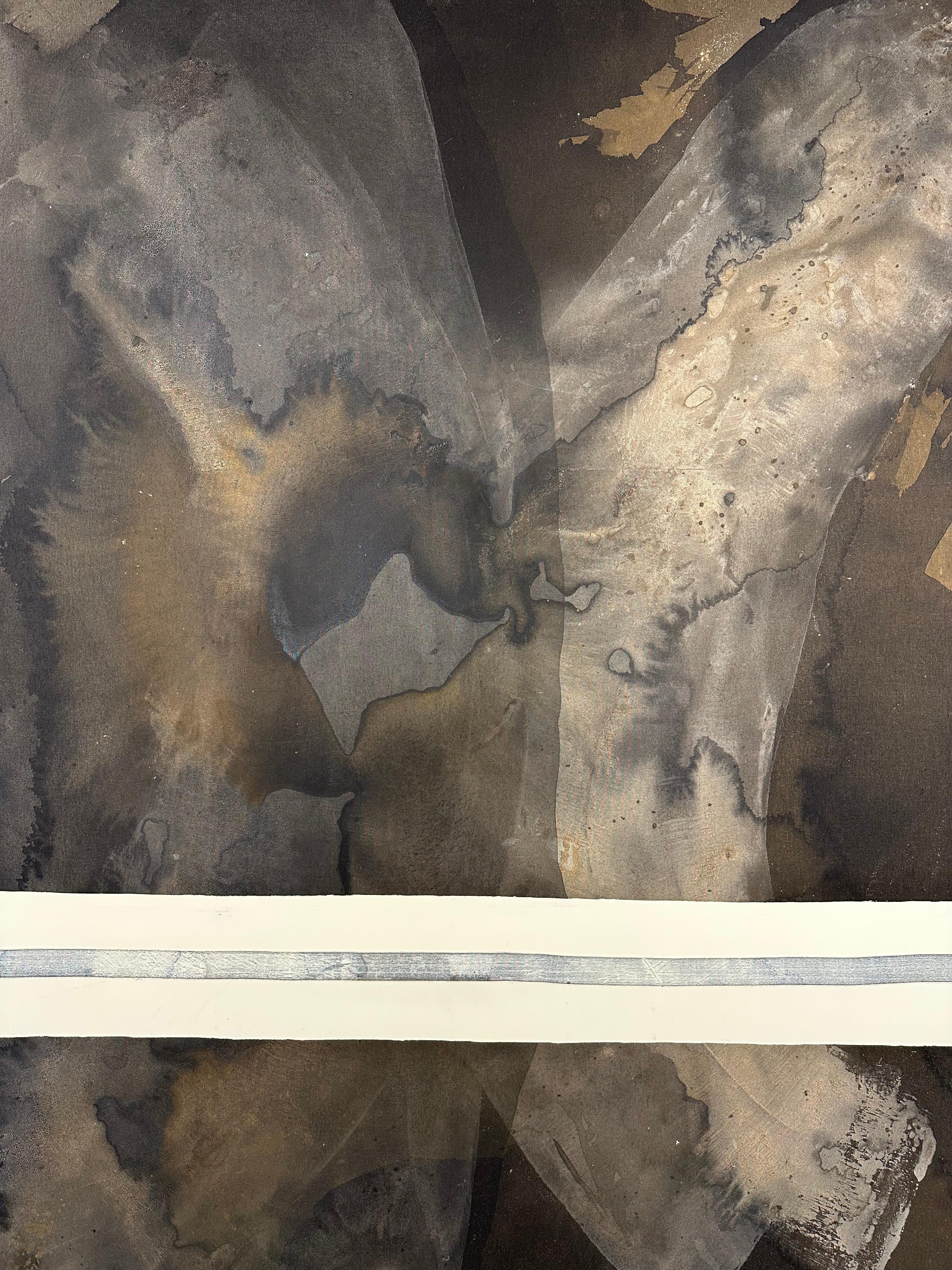 Abstrakte Malerei Landschaft mit organischen Erdtönen von Rose Madone Contemporary im Angebot 3