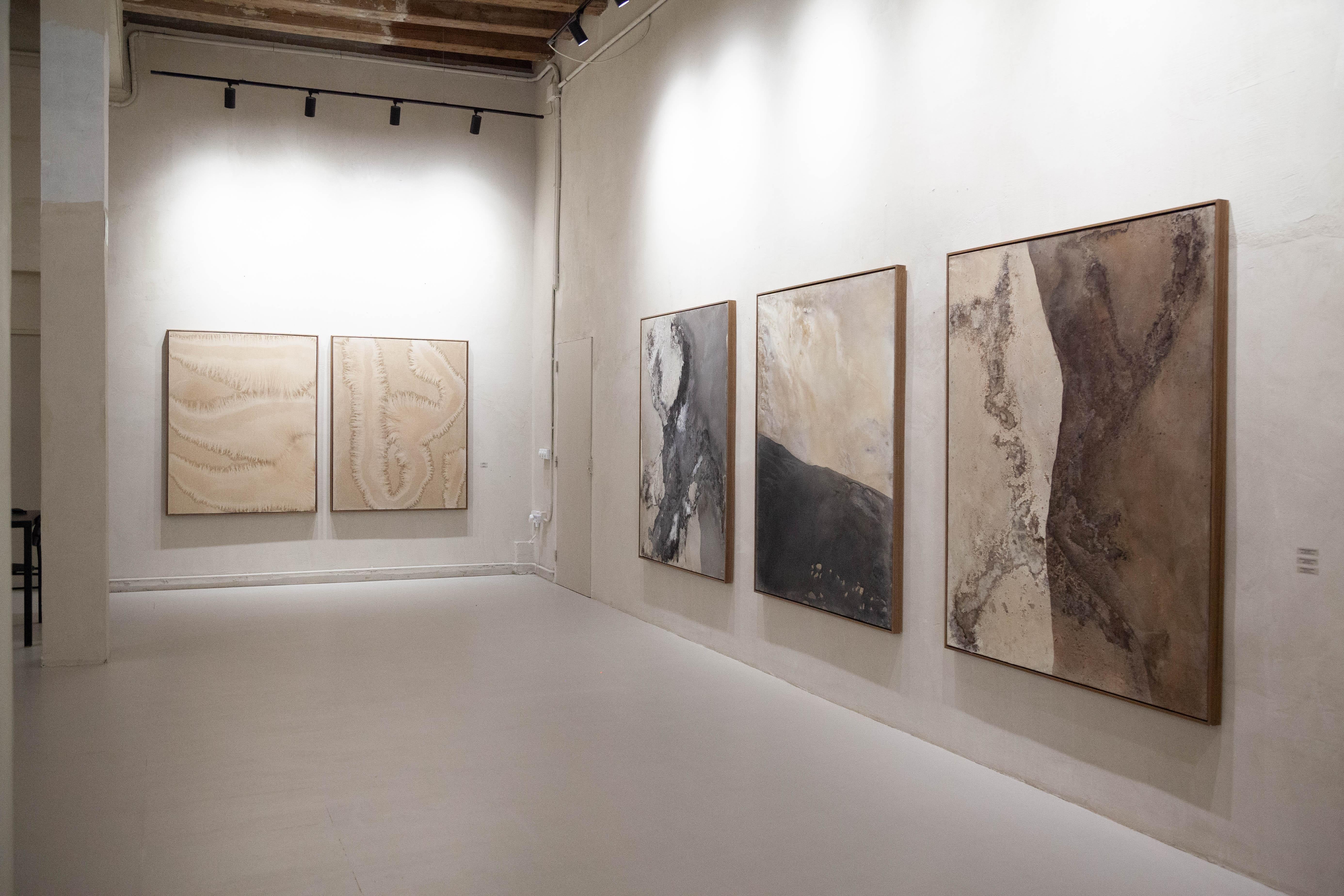 Abstrakte Malerei Landschaft mit organischen Erdtönen von Rose Madone Contemporary im Angebot 6