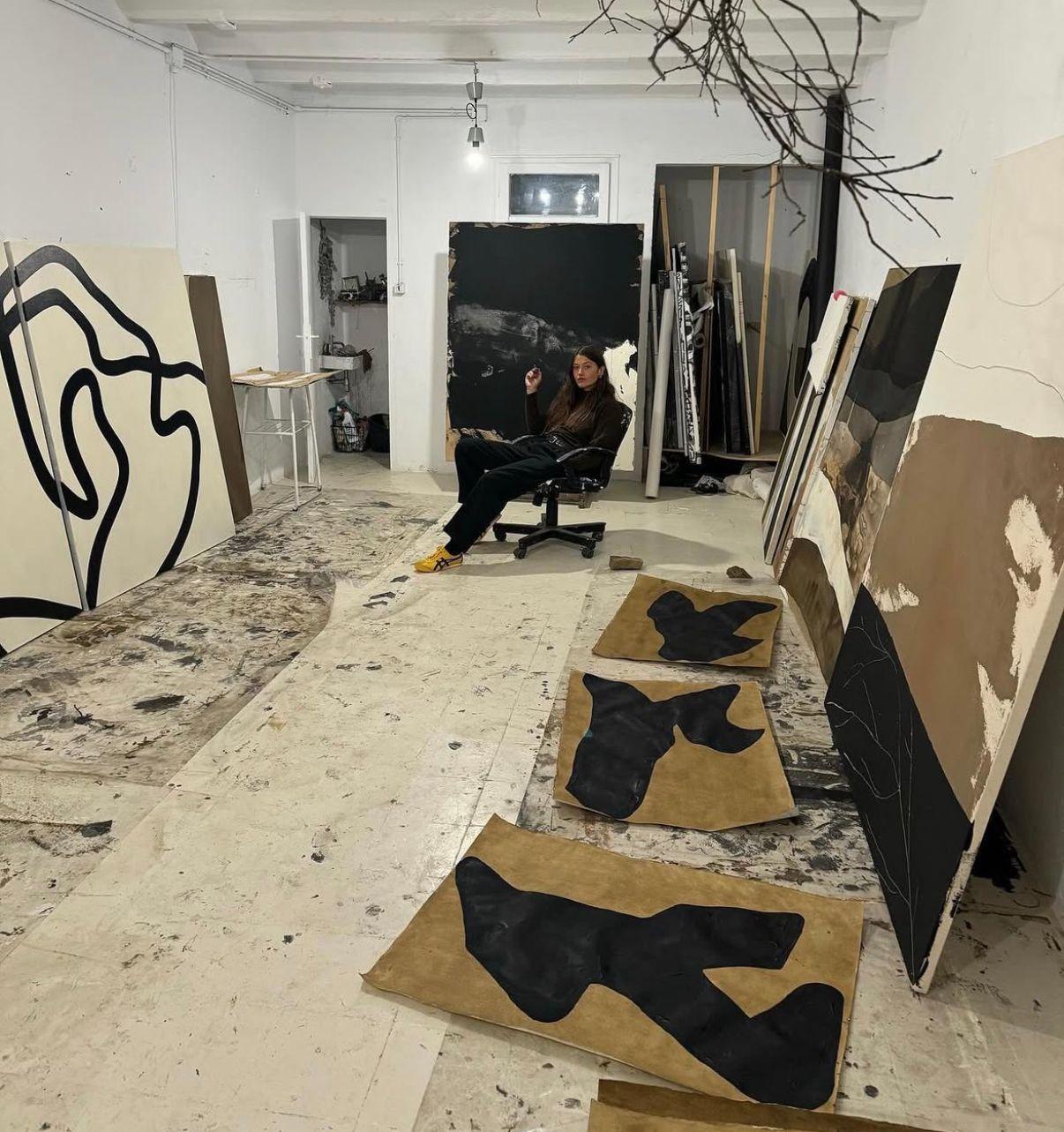 Abstrakte Malerei Landschaft mit organischen Erdtönen von Rose Madone Contemporary im Angebot 7