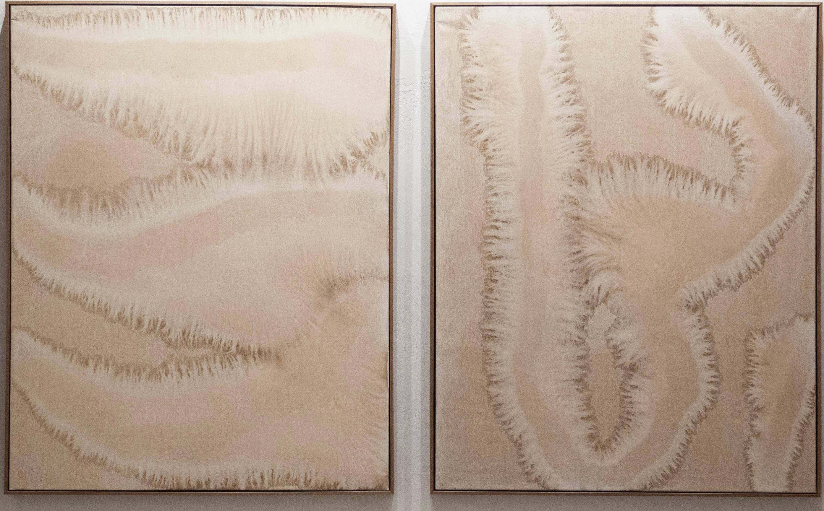 Rose Madone — Large Neutral Abstract Minimal Earth Diptych on Canvas (Set of 2) For Sale 4