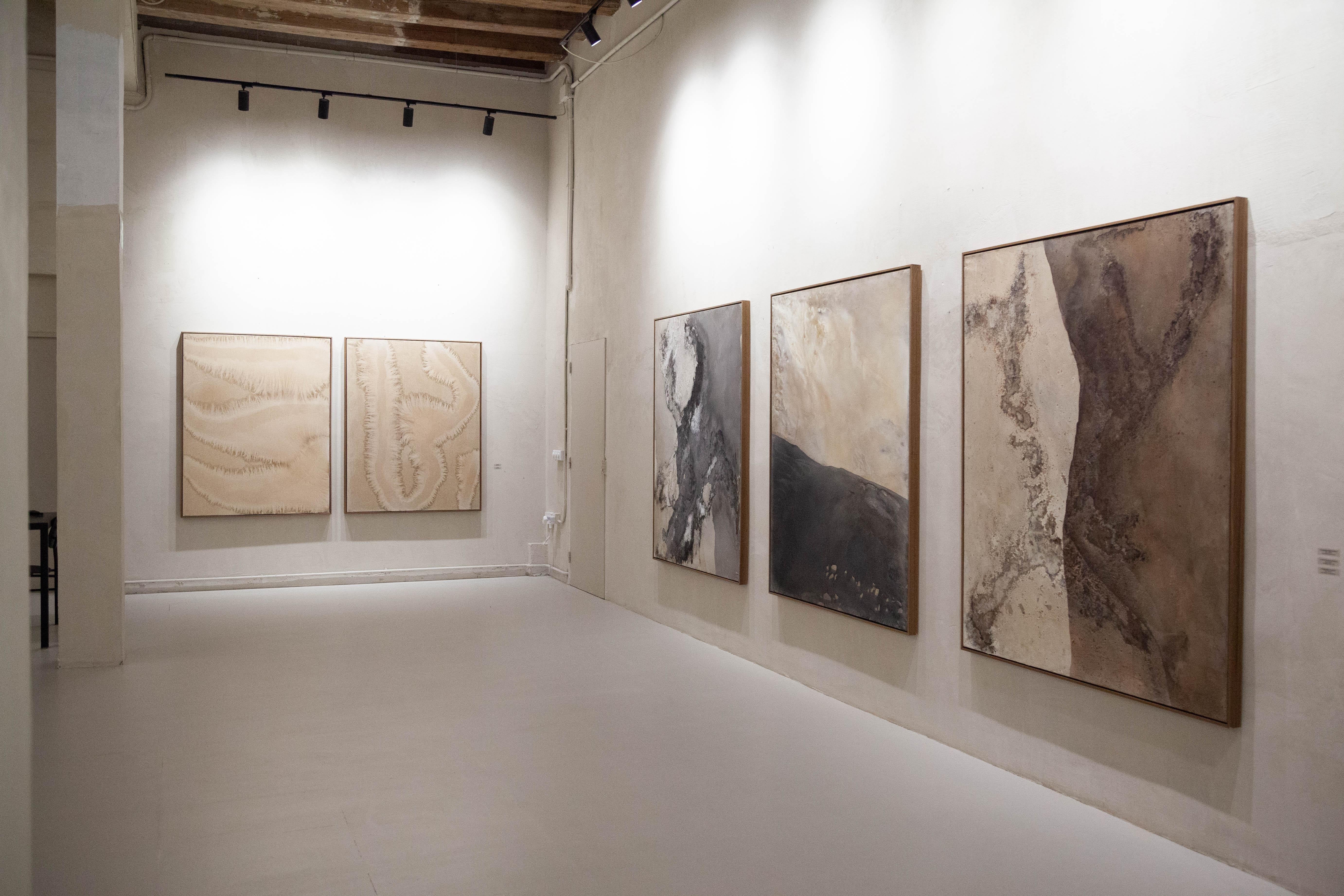 Rose Madone — Large Neutral Abstract Minimal Earth Diptych on Canvas (Set of 2) For Sale 6