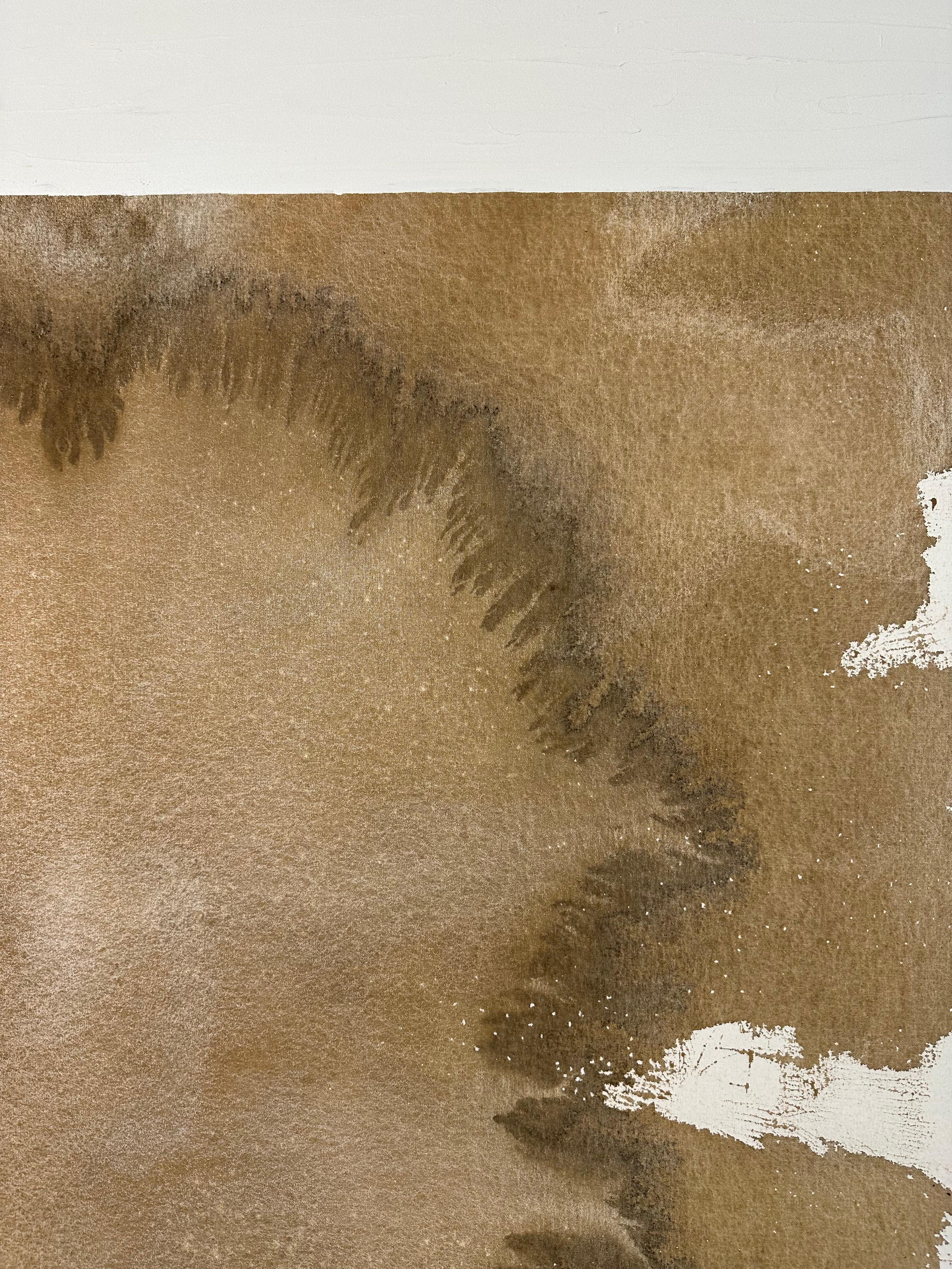 Rose Madone New Abstract Earth Tone Painting with Horizon Framed Large 2025 For Sale 2