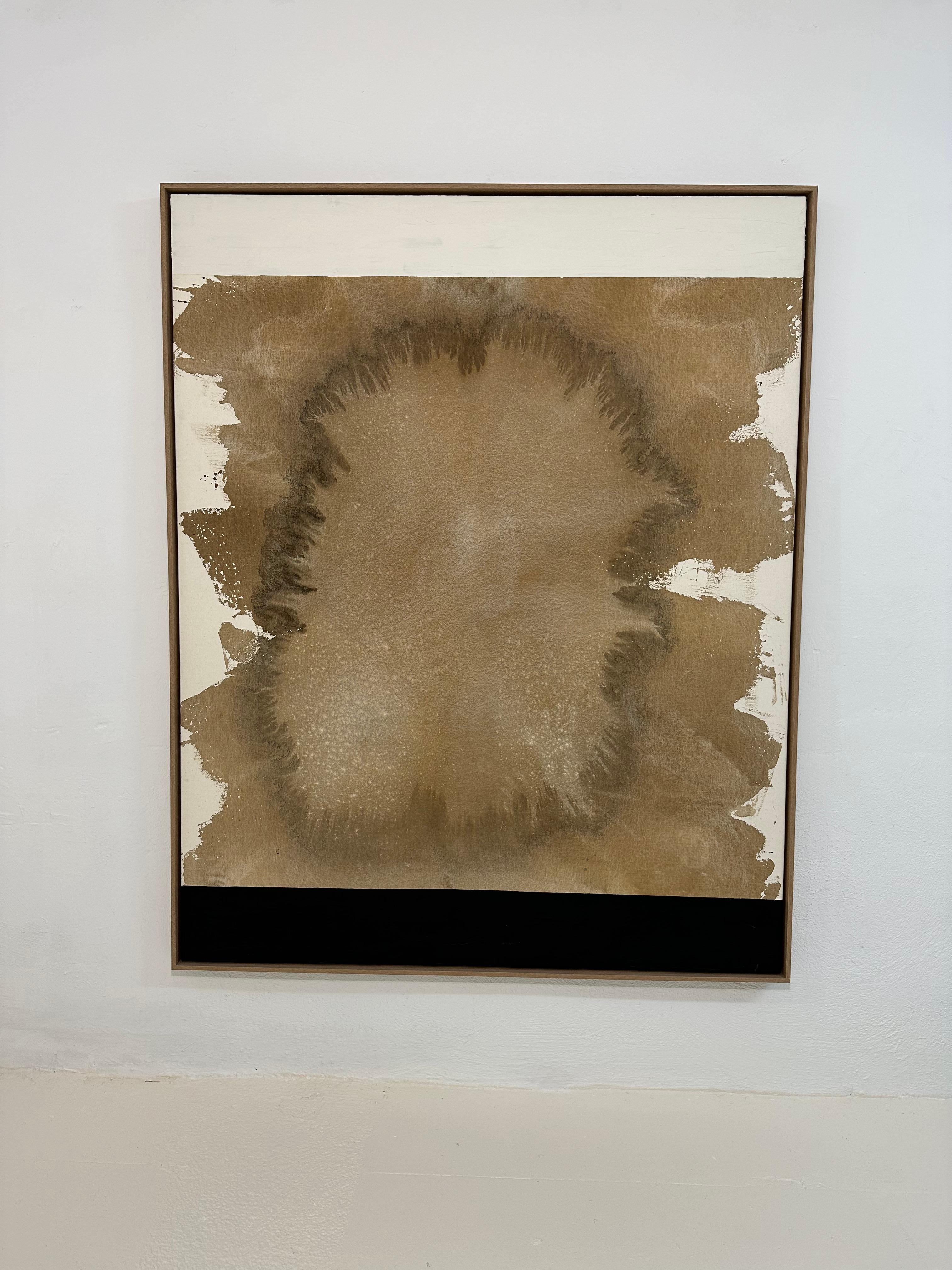 Rose Madone New Abstract Earth Tone Painting with Horizon Framed Large 2025 For Sale 5