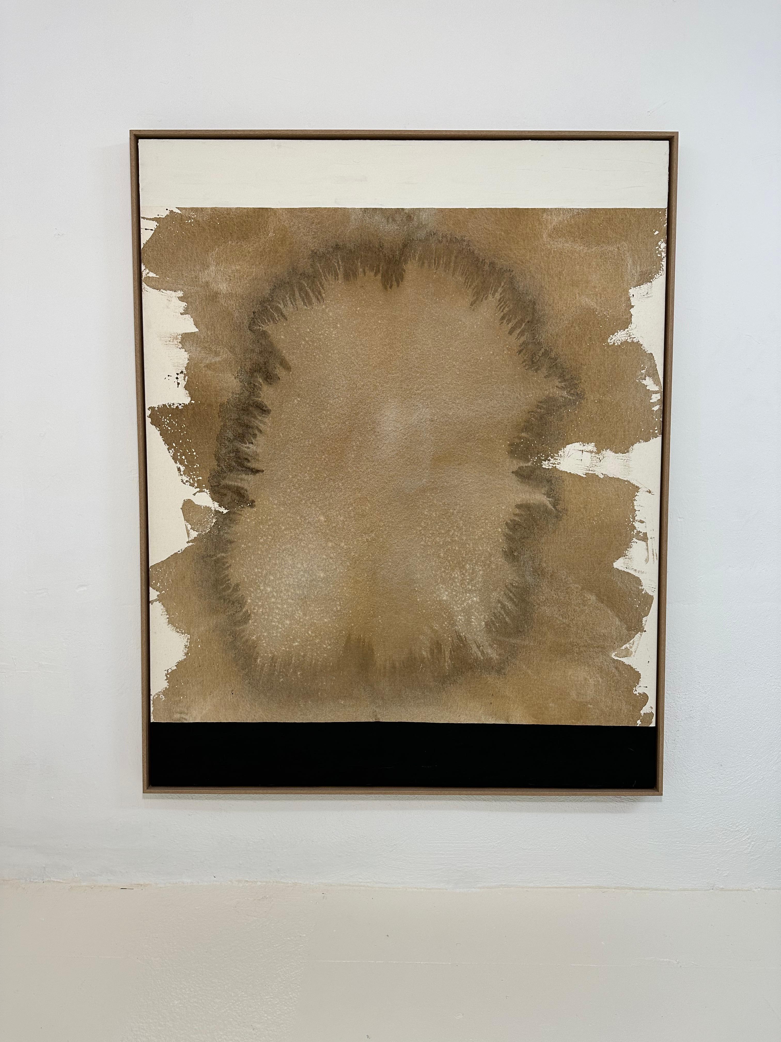 Rose Madone New Abstract Earth Tone Painting with Horizon Framed Large 2025 For Sale 6