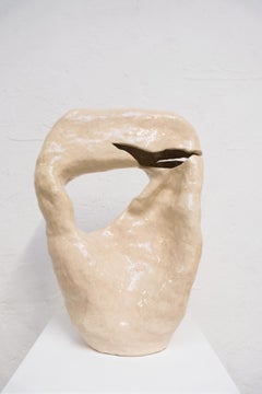 Rose Madone Organic Contemporary Ceramic Sculpture in Ivory Glazed Stoneware