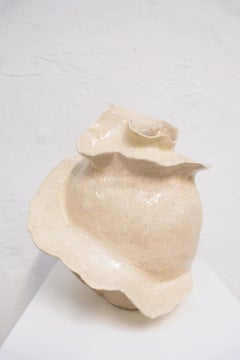 Rose Madone Organic Contemporary Ceramic Sculpture in Ivory Glazed Stoneware