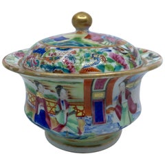 Rose Mandarin Chinese Porcelain Lidded Bowl