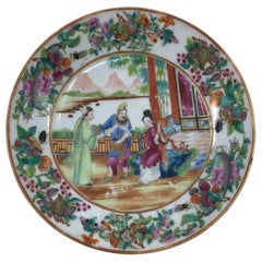 Antique Rose Mandarin Chinese Porcelain Saucer Dish