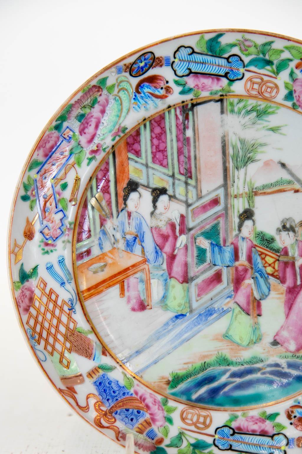 Porcelain Rose Mandarin Plate For Sale