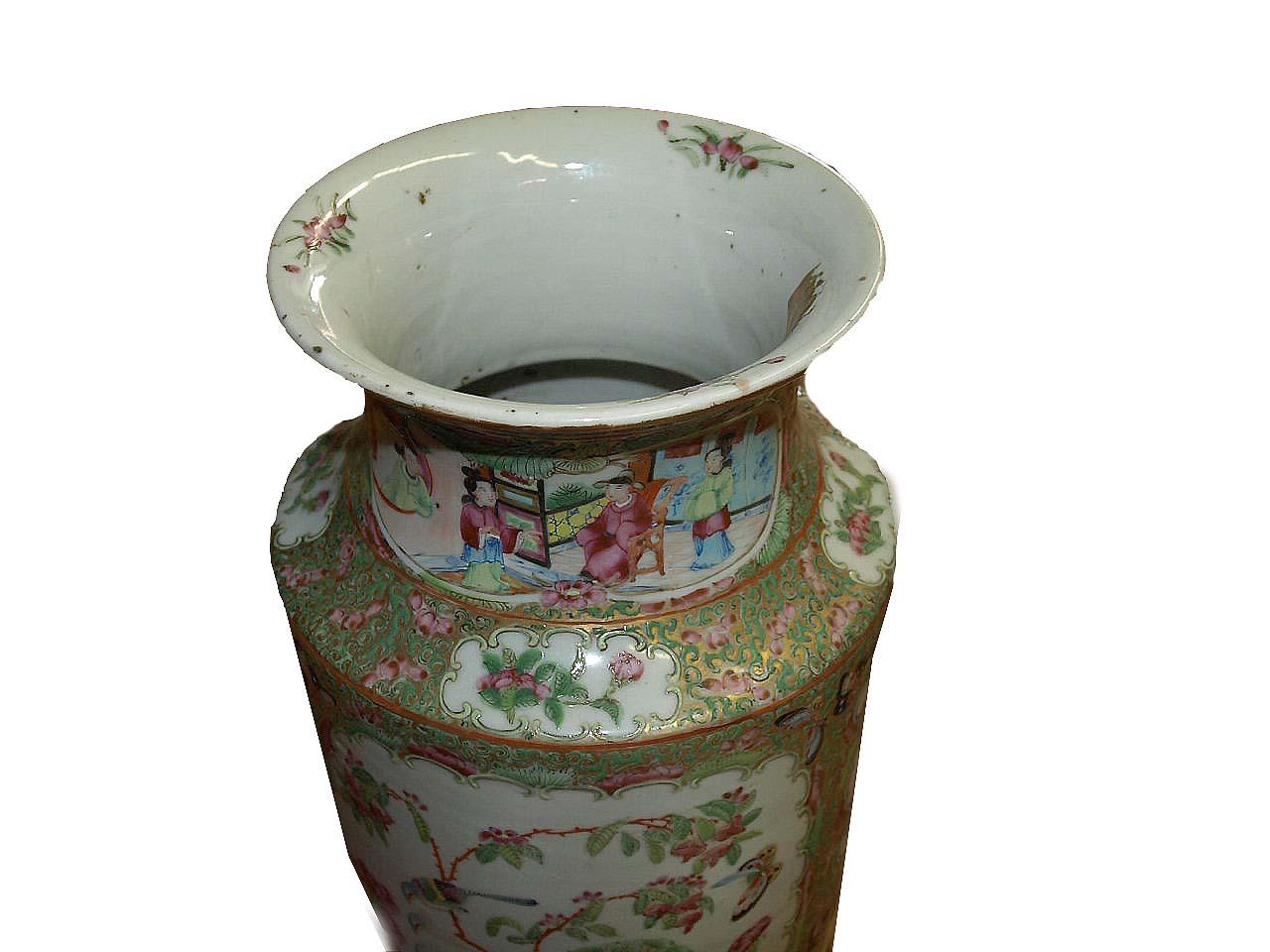 Mandarin Große Vase mit Rosenmotiv im Angebot 4