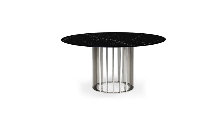 Rose Marble Stainless Steel Dining Table For Sale 4