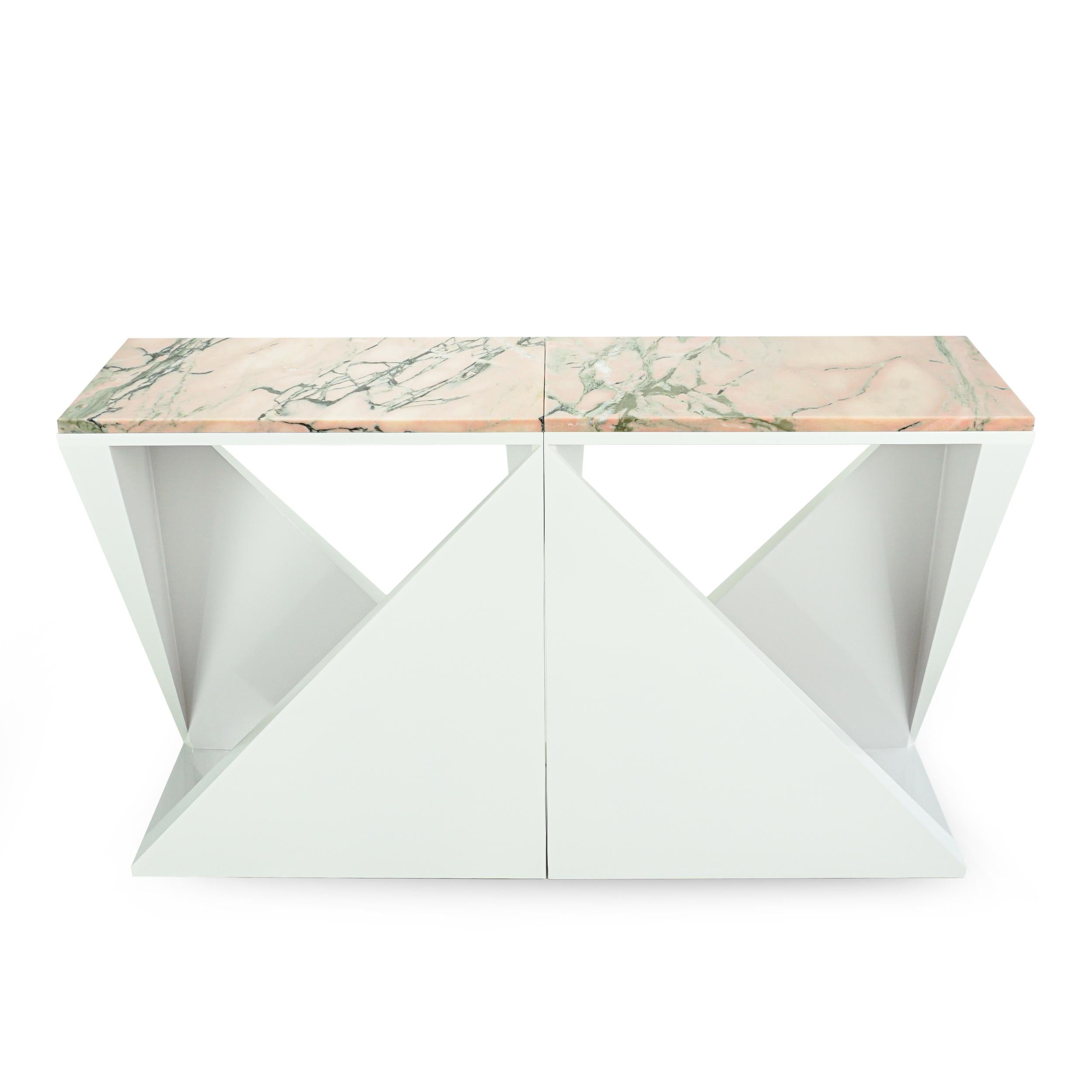 Rose Marble Top Console set For Sale 3