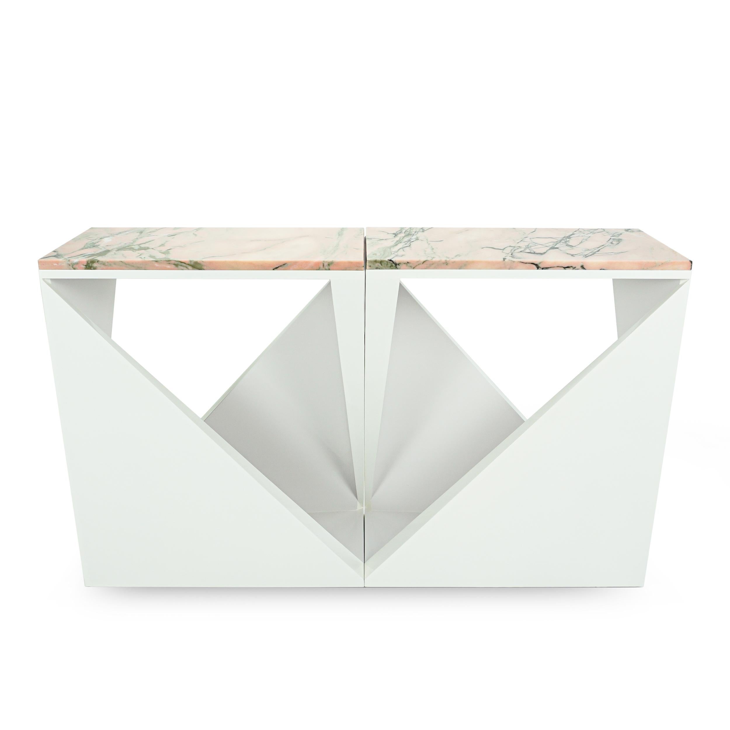 Maple Rose Marble Top Console set For Sale