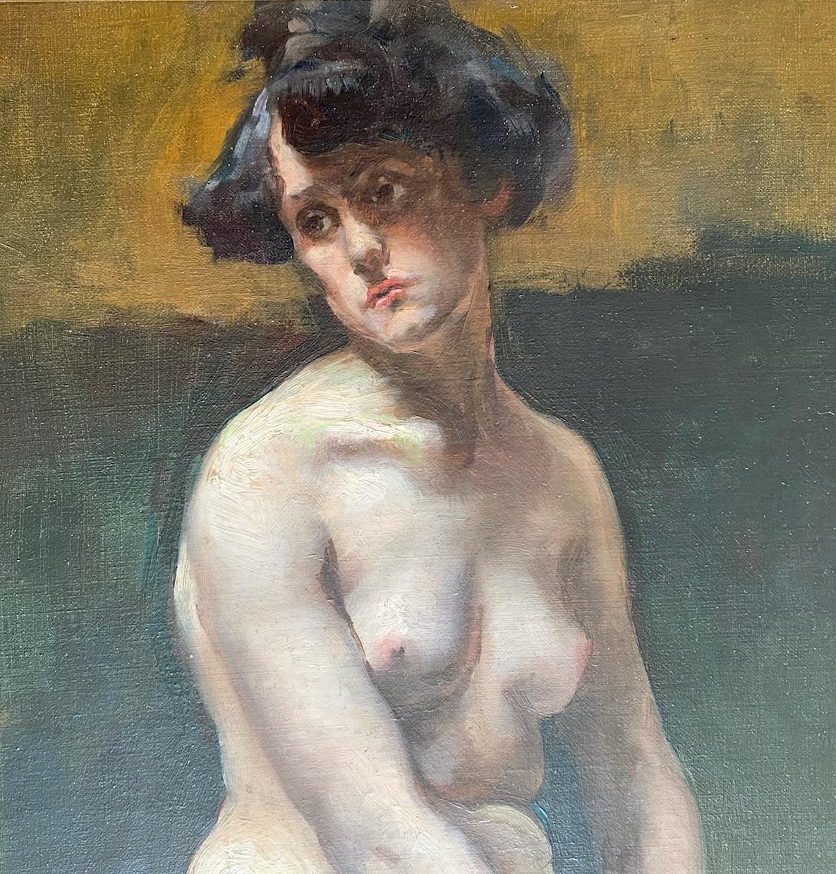 La modelo viva, hacia 1892 Desnudo de la Belle Epoque con actitud, París Mujer artista - Painting Art Nouveau de Rose Marguerite Guillaume