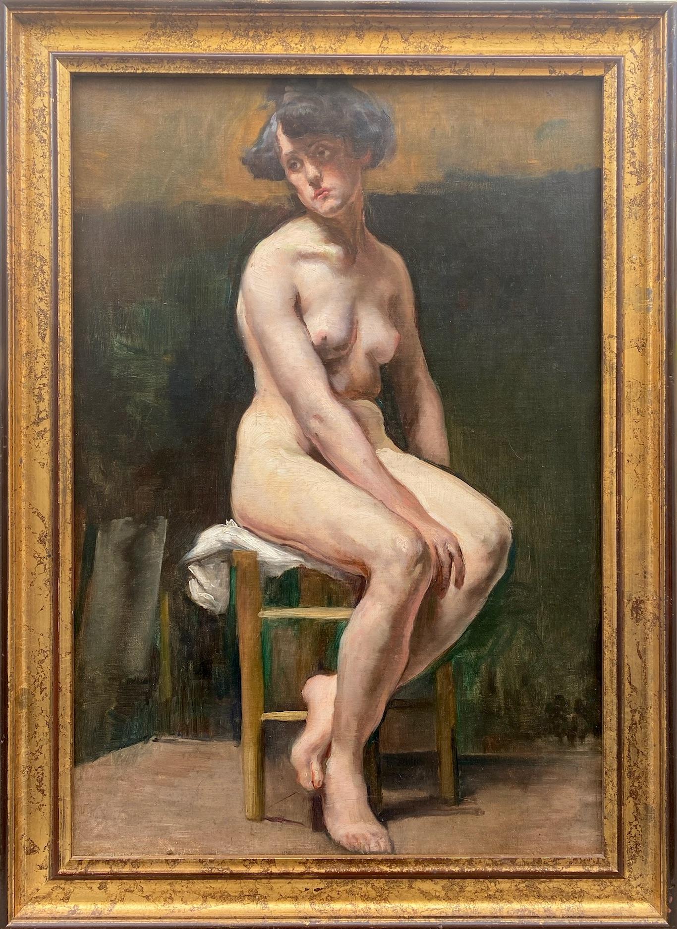 La modelo viva, hacia 1892 Desnudo de la Belle Epoque con actitud, París Mujer artista 1