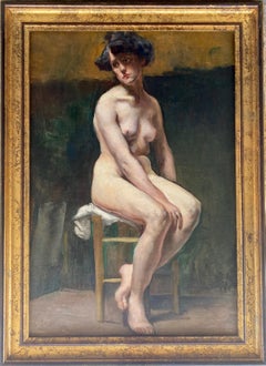 La modelo viva, hacia 1892 Desnudo de la Belle Epoque con actitud, París Mujer artista