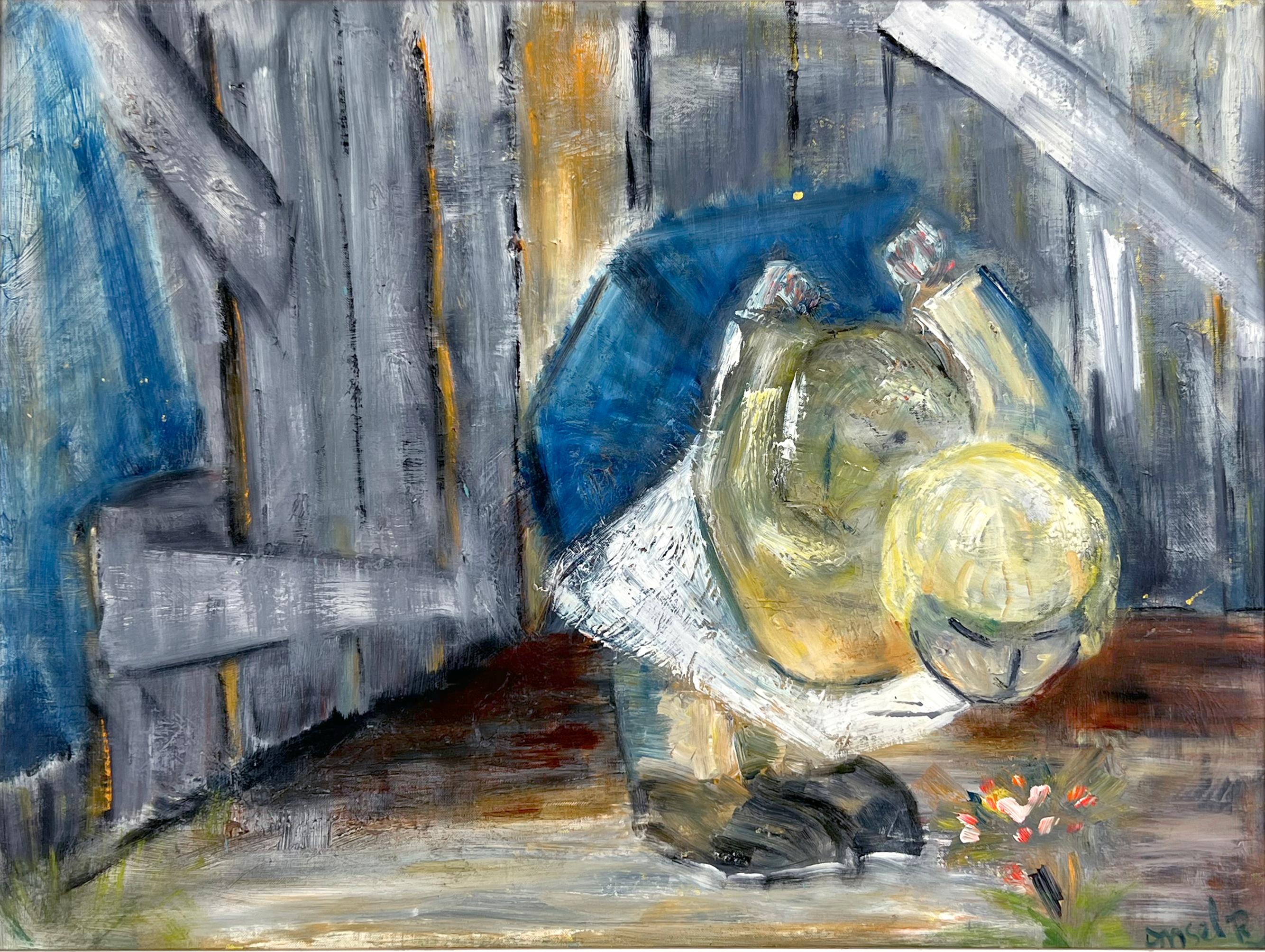 „Mutual Admiration“ Blumen-Ölgemälde, Monterey-Künstler, Moderne der Mitte des Jahrhunderts – Painting von Rose Marie Ansel