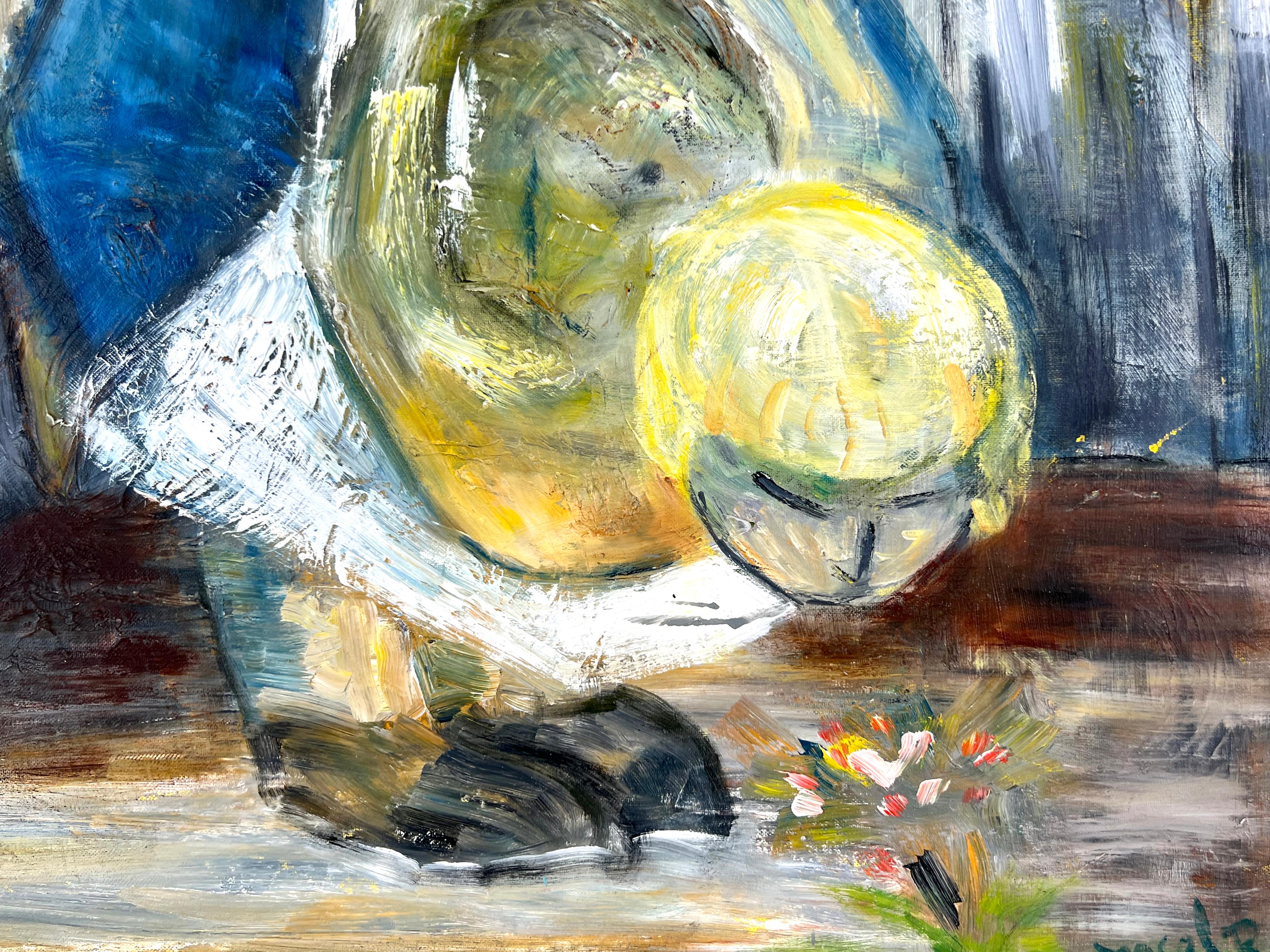 „Mutual Admiration“ Blumen-Ölgemälde, Monterey-Künstler, Moderne der Mitte des Jahrhunderts (Grau), Landscape Painting, von Rose Marie Ansel