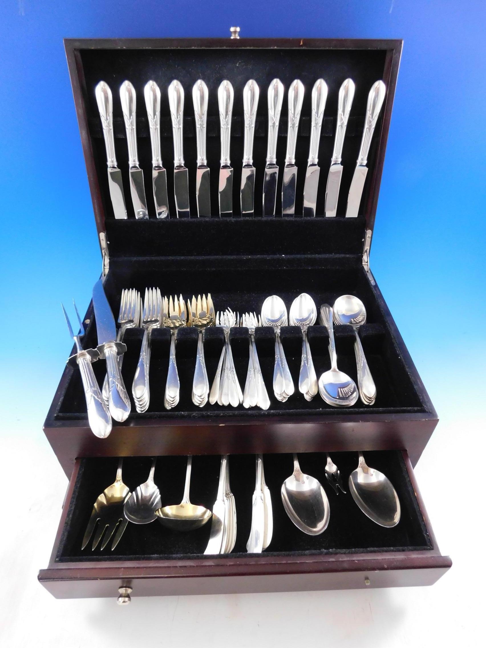 Beautiful Rose Marie by Gorham sterling silver Flatware set - 92 pieces. This set includes:

 12 Knives, 8 7/8