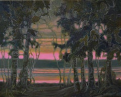 Vista a través del lago, Pintura, Óleo sobre lienzo