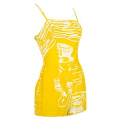 Combishort de plage jaune Abstract Sun Rose Marie Reid, Taille XS, années 1950