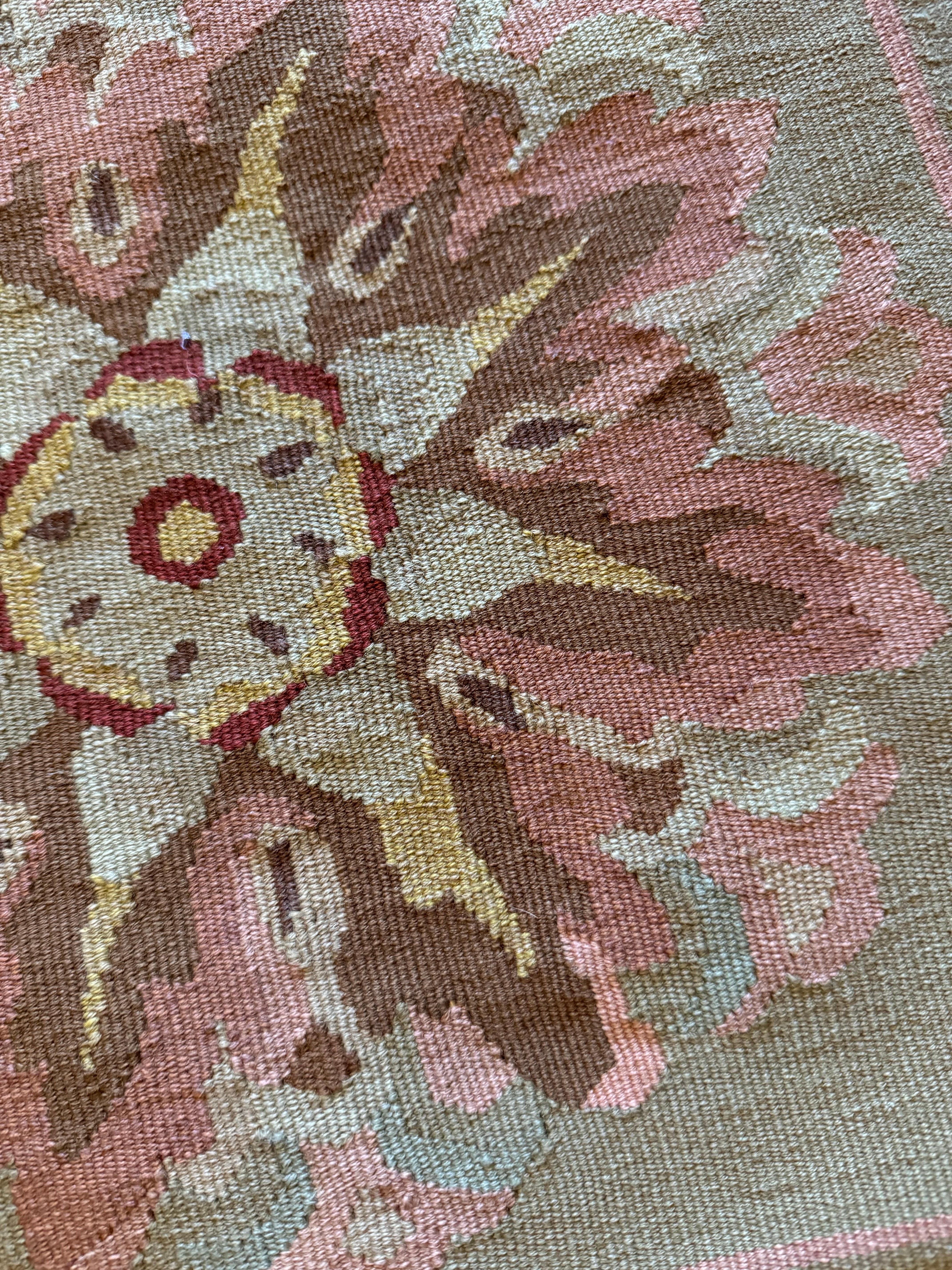 Chinese Rose Mauve Dark Beige French Provincial Floral Needlepoint Square Pillow Case For Sale