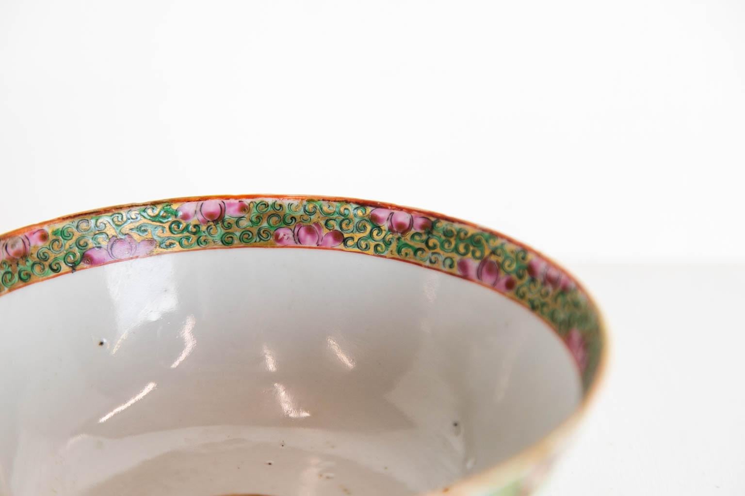 Mid-19th Century Rose Medallion Bowl For Sale