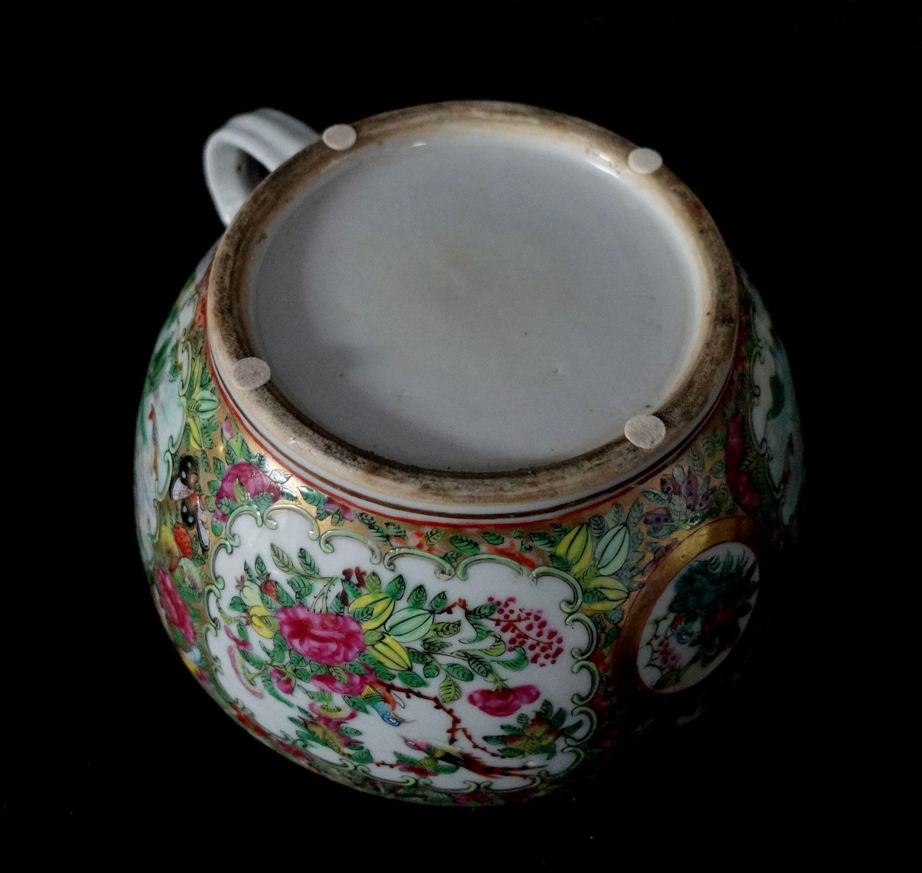 Cuenco de cámara cubierto con medallón rosa de exportación china Siglo XIX en venta 7