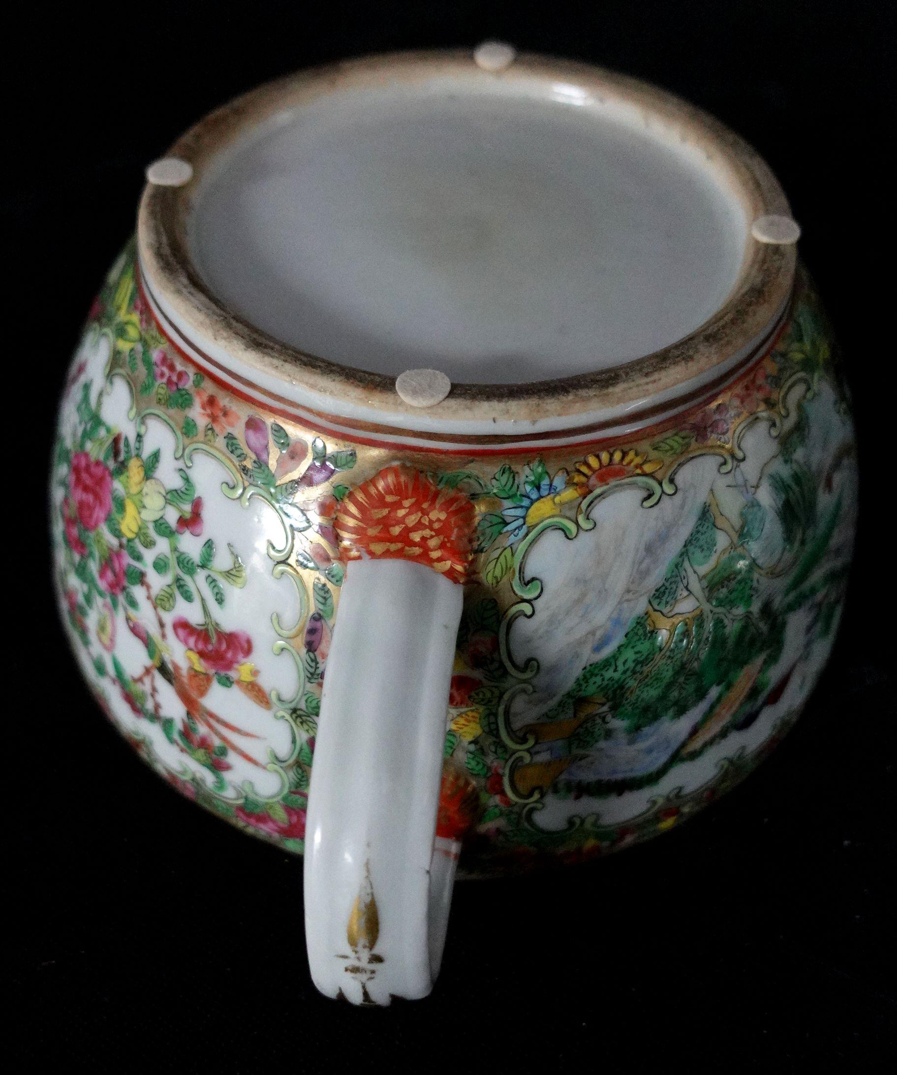 Cuenco de cámara cubierto con medallón rosa de exportación china Siglo XIX en venta 9