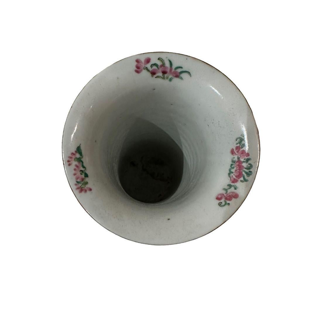 Late 19th Century Rose Medallion Trumpet Vases For Sale