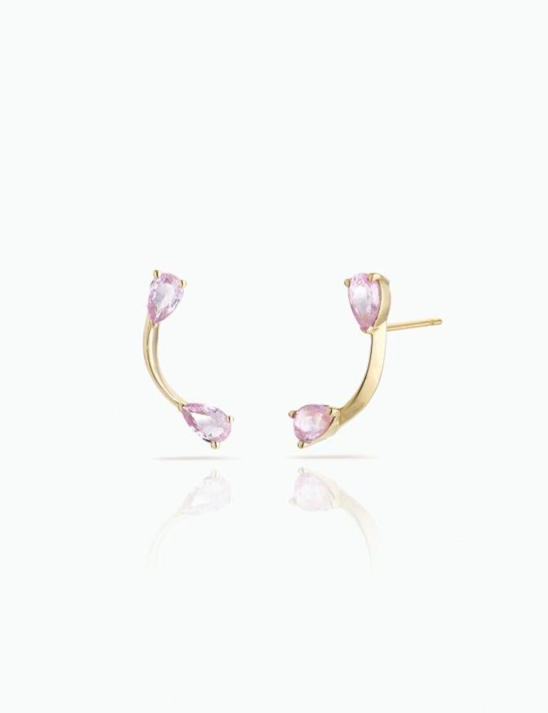 Art Deco ROSE MORE EAR JACKETS & PINK FLARE STUDS – Sapphire, Diamond & 18K Gold For Sale