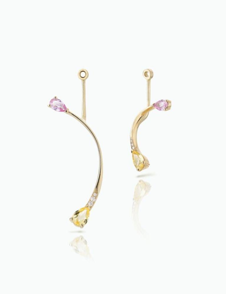 Brilliant Cut ROSE MORE EAR JACKETS & PINK FLARE STUDS – Sapphire, Diamond & 18K Gold For Sale