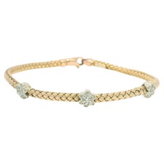 Rose Natural Diamond Flower 14-Karat Flexible Bracelet In Stock
