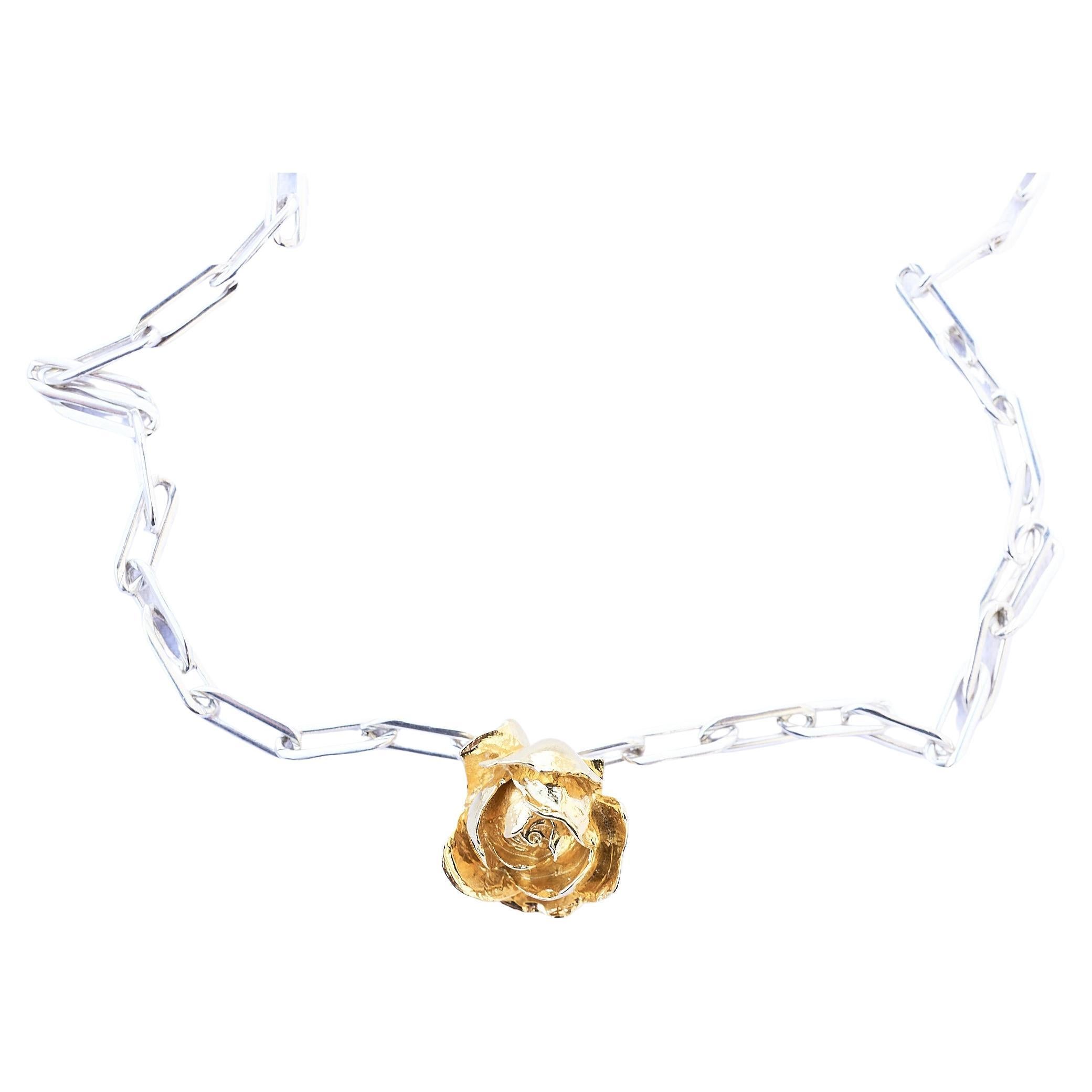 Collana Rose Fiore Catena d'argento J DAUPHIN In condizioni Nuovo in vendita a Los Angeles, CA