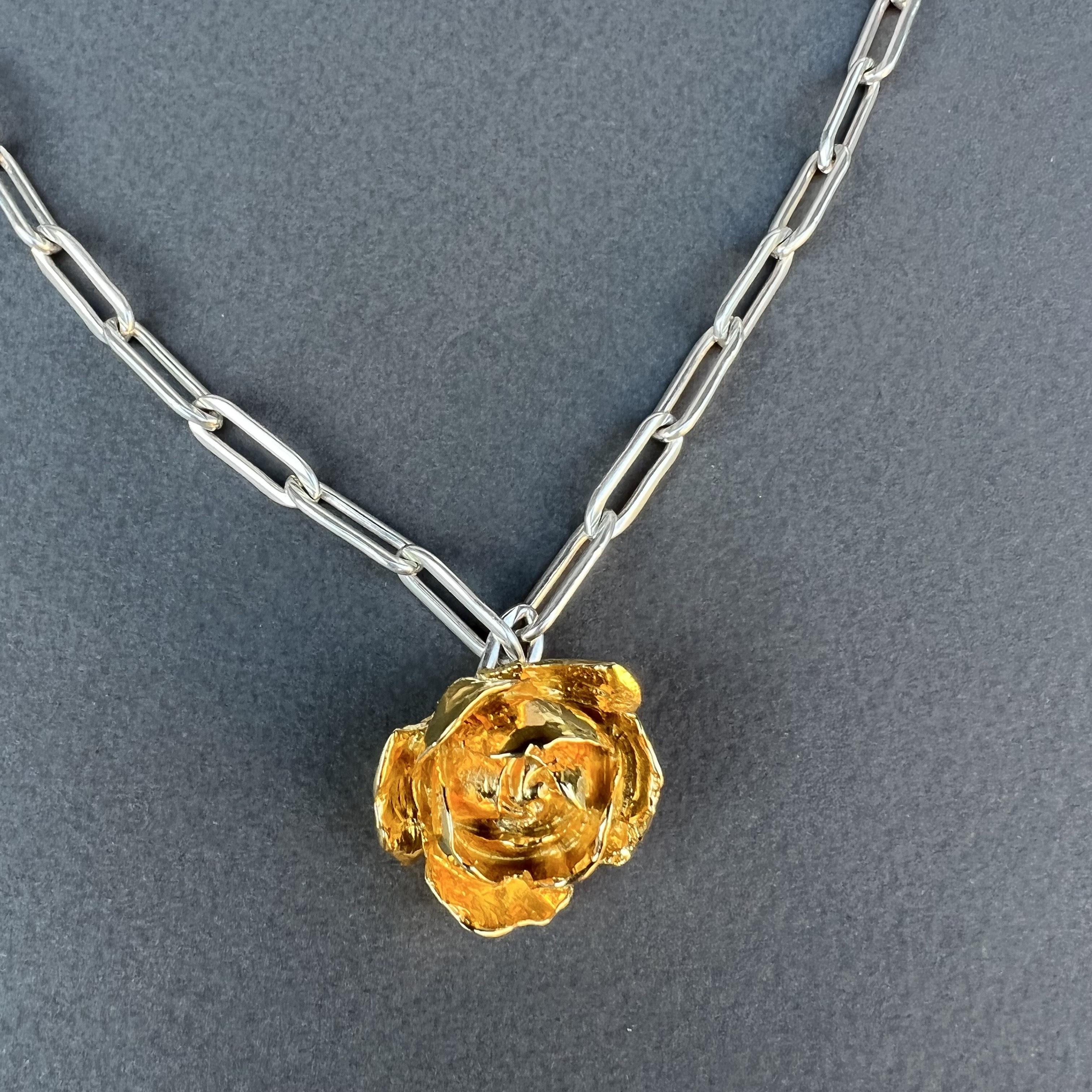 Rose Necklace Flower Silver Chain J Dauphin For Sale 2